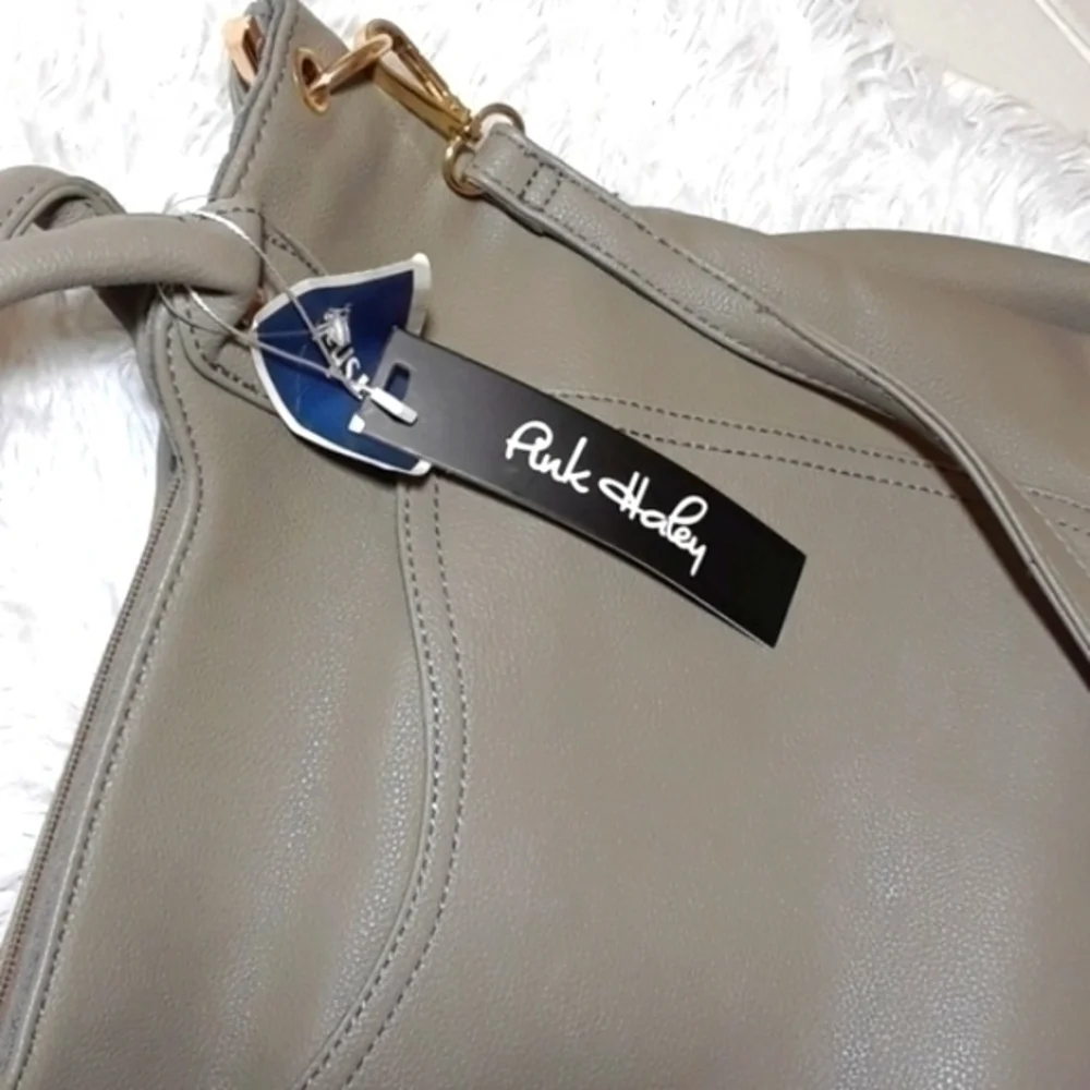 Pink Haley Faux Pebble Leather Large Tote Bag